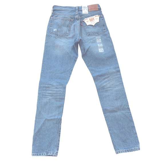 LEVI’S 501 Skinny Leg Button Fly Original Fit 25x30 Whiskering Distressed NEW - Picture 3 of 14